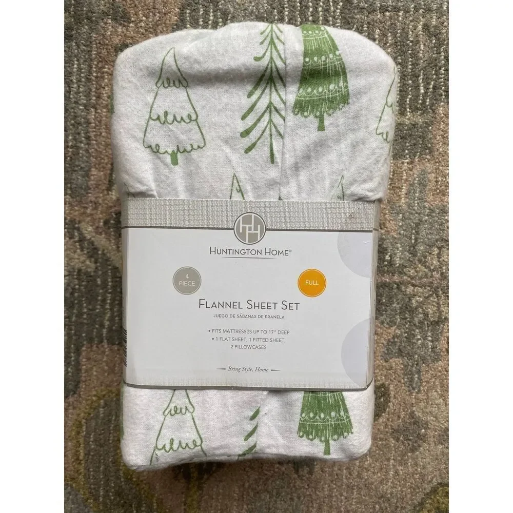 Huntington Home Flannel Winter Tree Bed Sheet Set